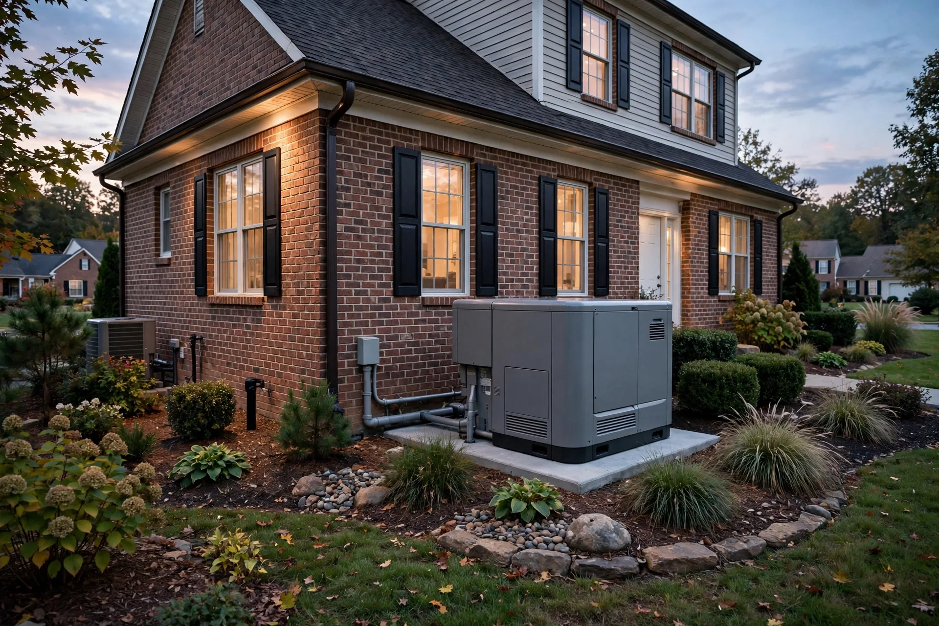 Standby generator installed beside a Bowie, MD home by Bowie Generator Company